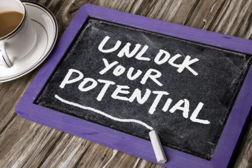 Unlock Your Potential written on a chalkboard